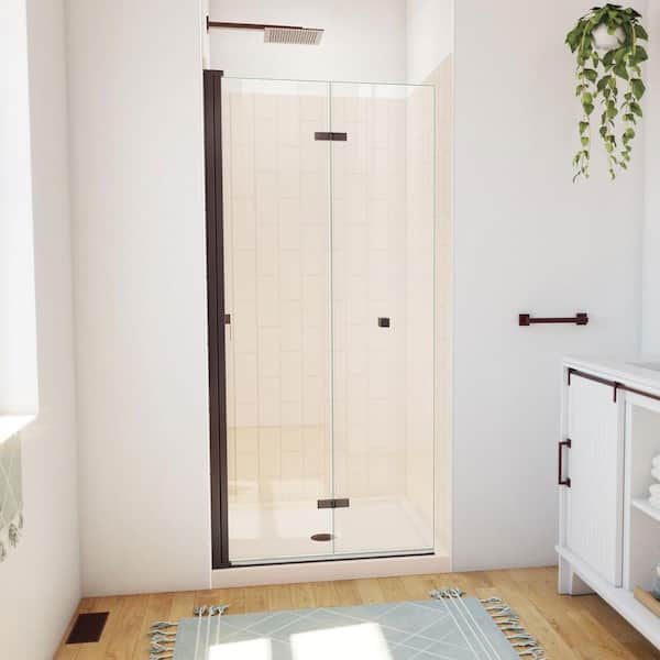 DreamLine 36 in. L x 36 in. W x 76-3/4 in. H Center Drain Alcove Shower Stall Kit in Oil Rubbed Bronze