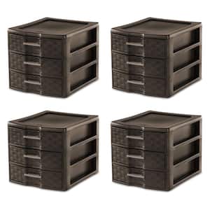 Medium Weave Craft Office Supplies 3 Drawer Storage Organizer (4-Pack)