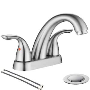 4 in. 2-Handle Stainless Steel Bathroom Sink Faucet in Brushed Nickel