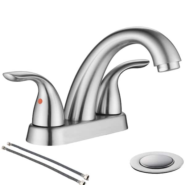 Phiestina 4 in. 2-Handle Stainless Steel Bathroom Sink Faucet in Brushed Nickel