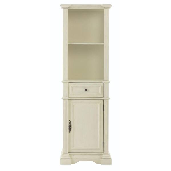 Home Decorators Collection Bufford 21 in. W x 65 in. H x 14 in. D Bathroom Linen Storage Floor Cabinet in Antique White