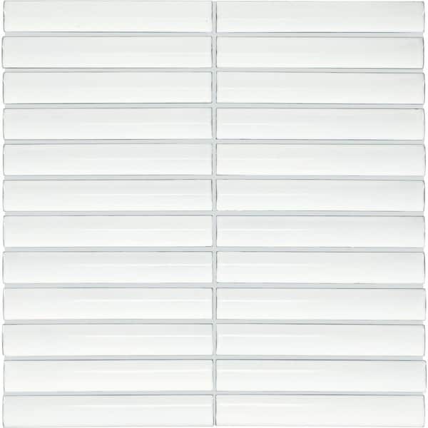 Artefino Vintage Fossil 12 in. x 12 in. Glossy Porcelain Pencil Mosaic Tile (9.6 sq. ft. /case)