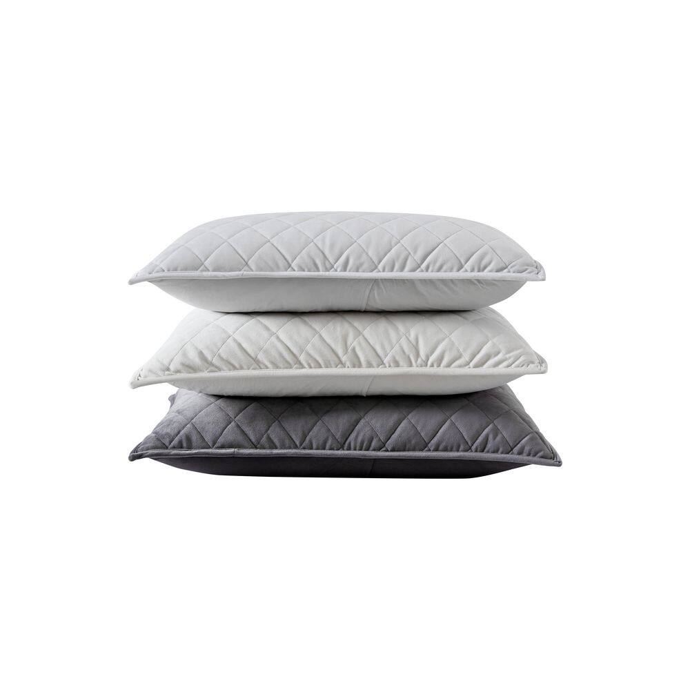 Charcoal Velvet Diamond Reversible Queen Quilt Set