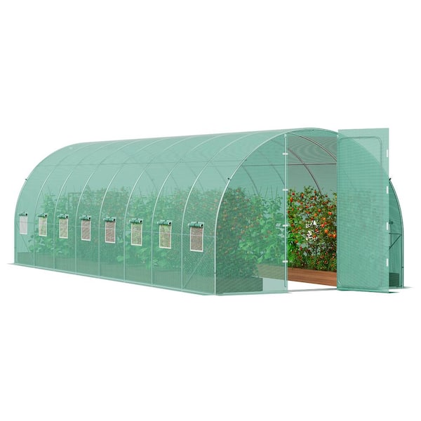 Walk-in Tunnel Greenhouse 27.4 x 9. 5 x 7.4 ft. Hoop House Greenhouse Tunnel Plant Hot House with Galvanized Steel Frame