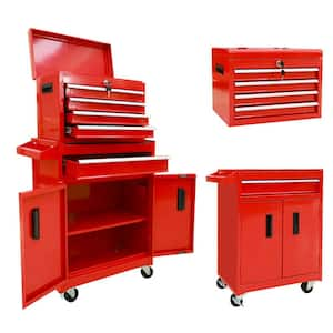 5-Drawer Metal Rolling Tool Storage Chest with Wheels and Removable Top Tool Box