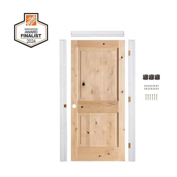 DIY RTA Kit 36 in. x 80 in. Knotty Alder Sq. Top Right-Hand Unfinished Wood Single Ready To Assemble Interior Door