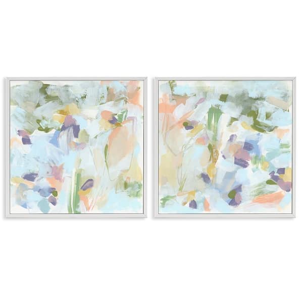 Stupell Industries Pastel Abstract Expressions by June Erica Vess 2 Pieces White Framed Abstract Giclee Art Print 17 in. x 17 in.