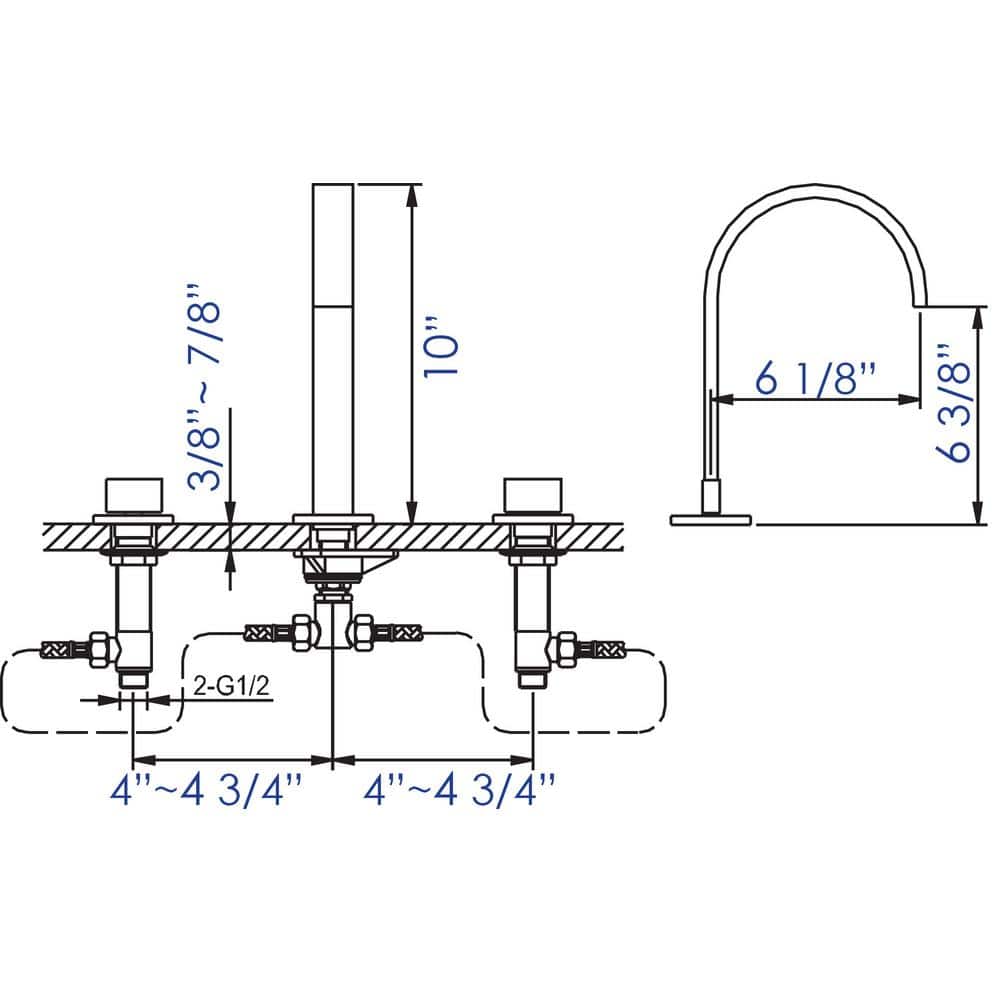 Polished Chrome Gooseneck 6.19" Widespread Bathroom Faucet