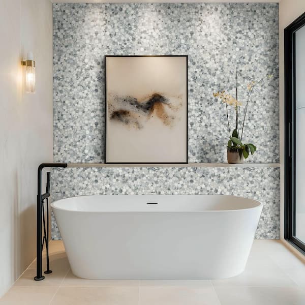 Alaska Gray 12 in. x 12 in. x 0.38 in. Polished Marble Mesh-Mounted Mosaic Floor and Wall Tile (10 sq. ft./Case)