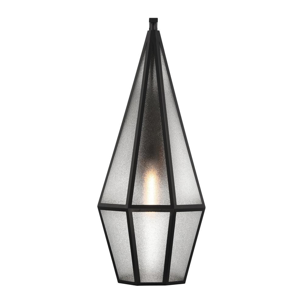 Matte Black Art Glass Outdoor Wall Lantern