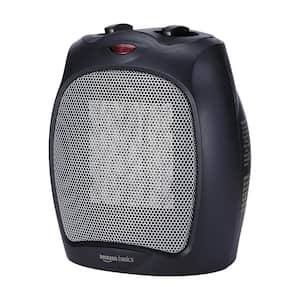 6.4 in. H 1500-Watt Black Electric Tabletop Ceramic Space Heater with Adjustable Thermostat and Overheat Protection