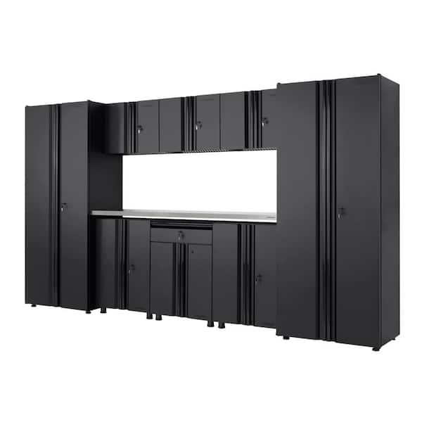 Husky 9-Piece Regular Duty Welded Steel Garage Storage System in Black (133 in. W x 75 in. H x 19 in. D)