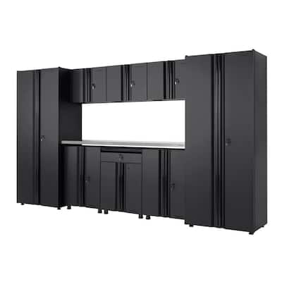 9-Piece Regular Duty Welded Steel Garage Storage System in Black (133 in. W x 75 in. H x 19 in. D)