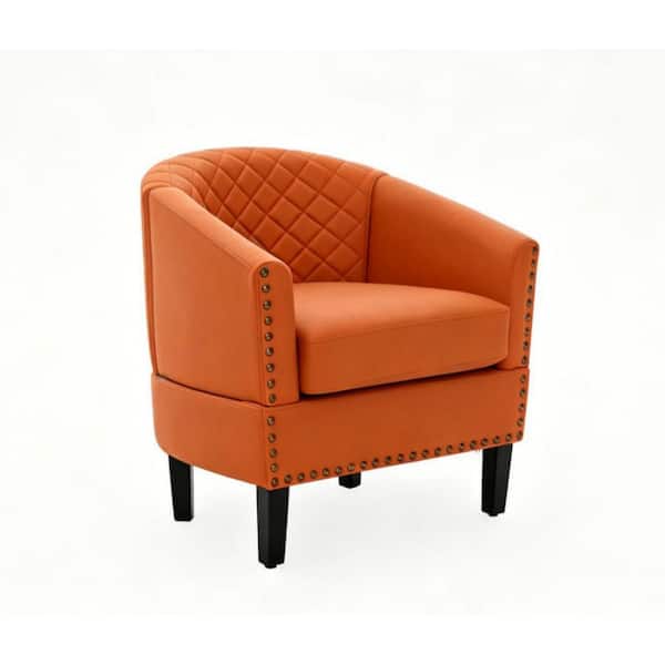 HOMEFUN Modern Orange Scratch-Resistant Faux Leather Wood Frame