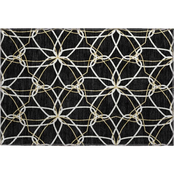Addison Rugs Mayfield Premium Machine Washable Abstract AMF950 Black 2 ft. x 3 ft. Area Rug