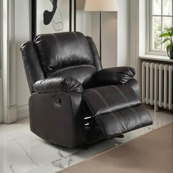 Zuru Black Faux Leather Rocker Recliner Chair