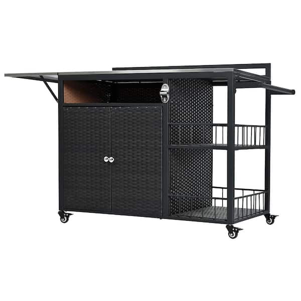 63.5" Outdoor Kitchen Island Serving Cart, Kitchen Storage Island, Cooking Station, Outdoor Grill Cart