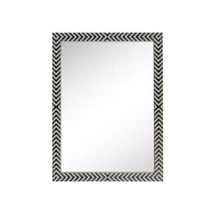 Timeless Home 48 in. W x 36 in. H x Modern Wood Framed Rectangle Chevron Mirror