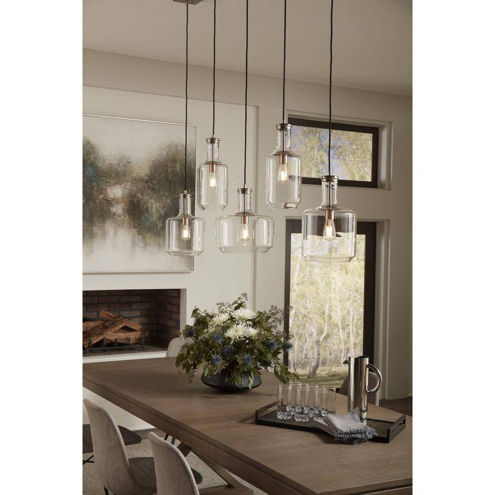 Latrobe Brushed Nickel Pendant with Clear Glass Shade