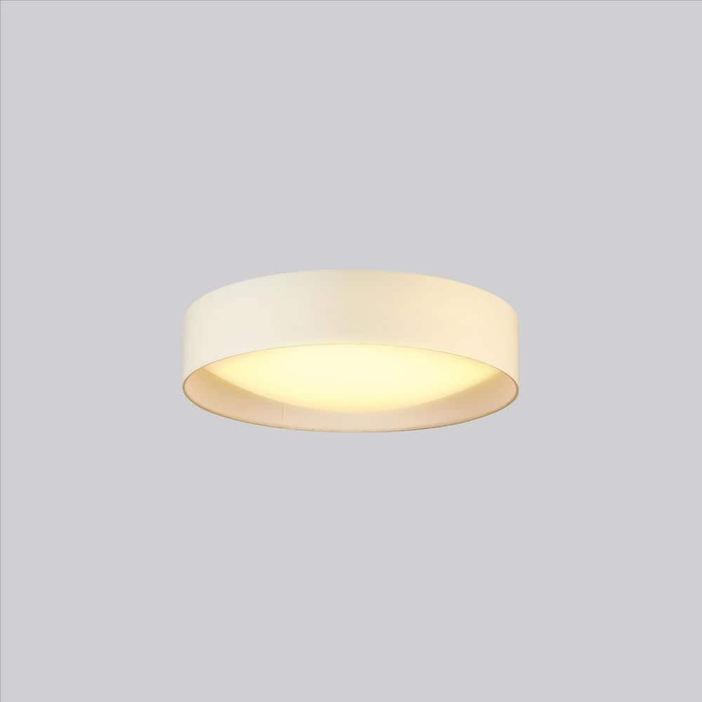 Orme 20" Contemporary White Drum LED Flush Mount with Brushed Nickel Accents