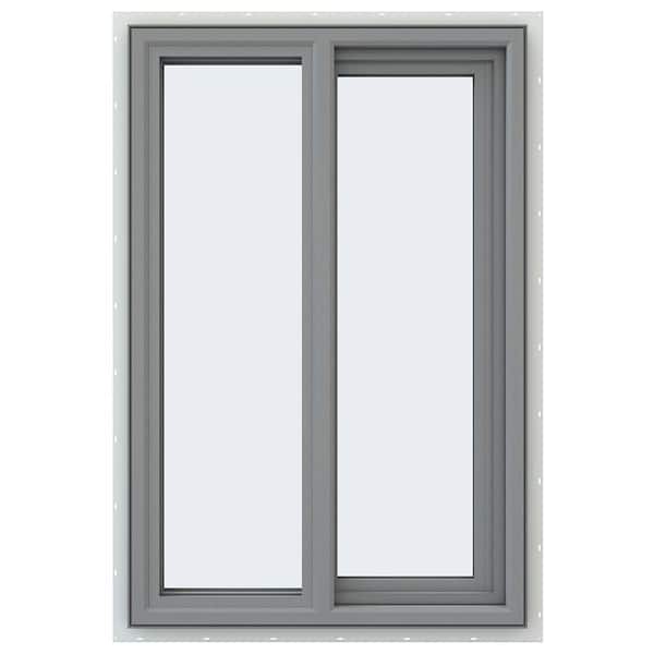 JELD-WEN 23.5 in. x 35.5 in. V-4500 Series Gray Painted Vinyl Right-Handed Sliding Window with Fiberglass Mesh Screen