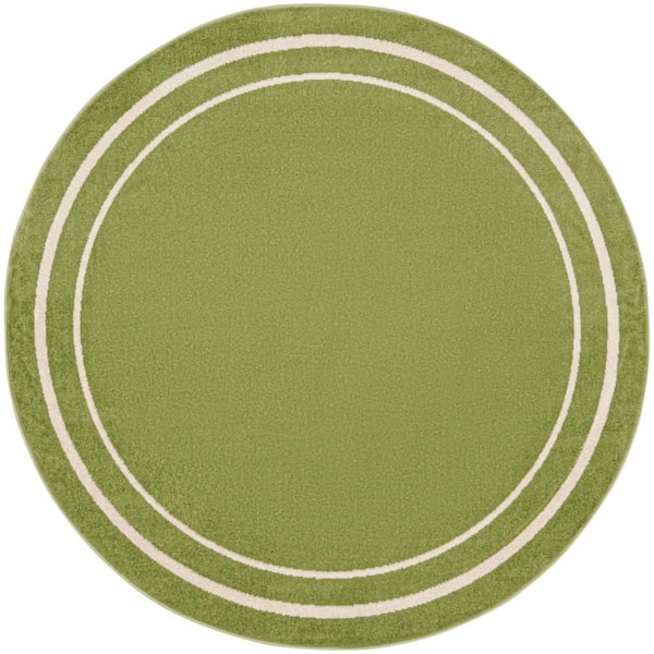 Nourison Nourison Essentials Green Ivory 4 ft. x 4 ft. Solid Contemporary Round Area Rug