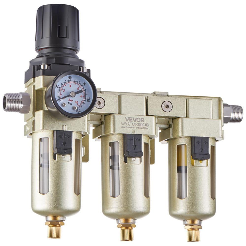 Air Compressor Filter Regulator, 3/8 in. NPT 3-Stage 5μm/1μm/0.01μm Filters, Semi Auto Drain, 145PSI Max Pressure price history on PriceWatchPro