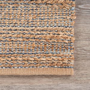 Transitional Navy 7 ft. 9 in. x 9 ft. 9 in. LR03302 Striped Jute Blend Area Rug