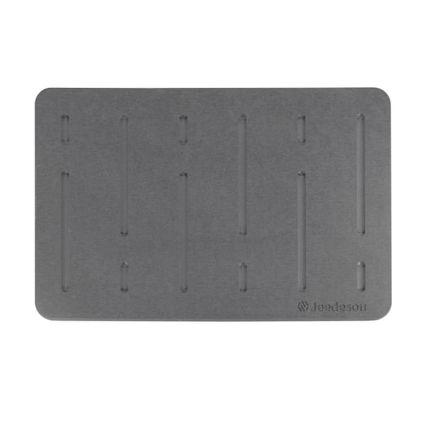 15.35 in. x 23.62 in. Stone Bath Mat, Super Absorbent Quick-Drying Diatomaceous Earth Bath Mat, Gray