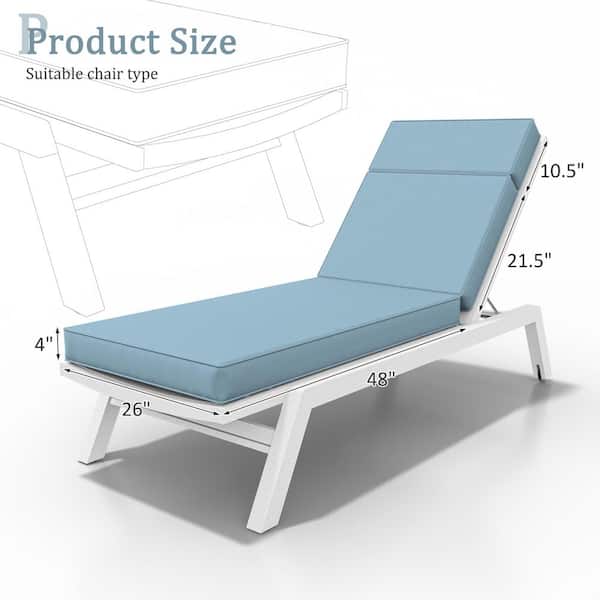 80 in. x 26 in. x 4 in. Premium Waterproof Chaise Lounge Cushion, All-Weather Replacement for Outdoor Chairs Sky Blue