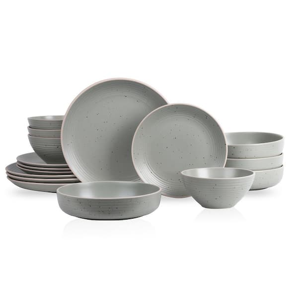 Stone Lain Lauren 16-Piece Dinnerware Set Stoneware, Service For 4, Green