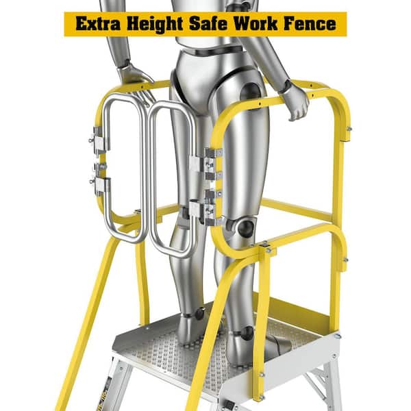 4.5 ft. Aluminum Rolling Hybrid Platform Ladder(10 ft. Reach), 375 lbs. Capacity with 360° Guardrail System