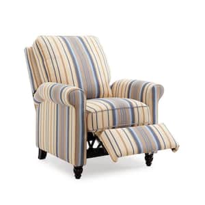 Blue Stripe Woven Fabric Push Back Recliner Chair