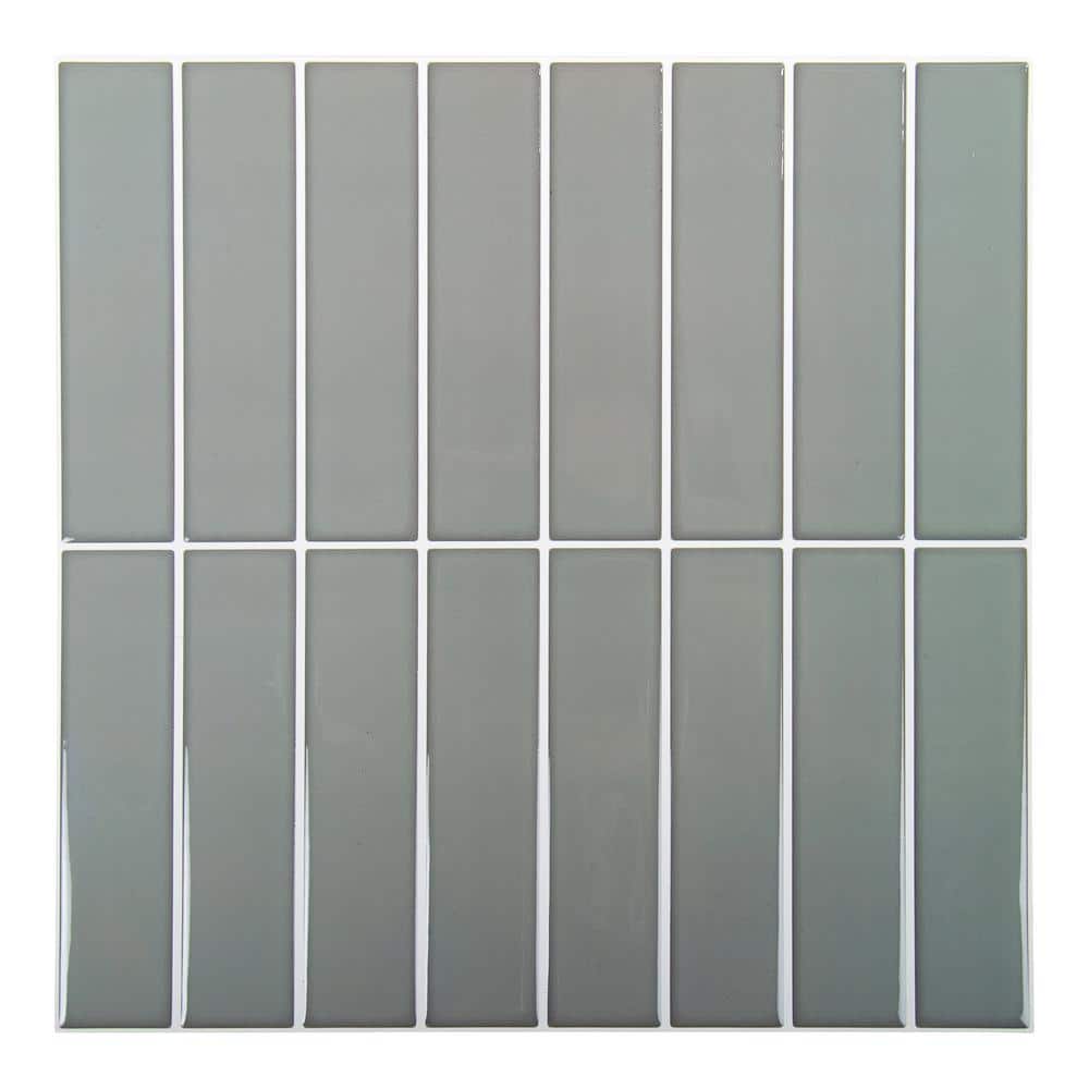 6-Pieces 10 in. x 10 in. Grey Truu Design Self-Adhesive Peel and Stick Acce