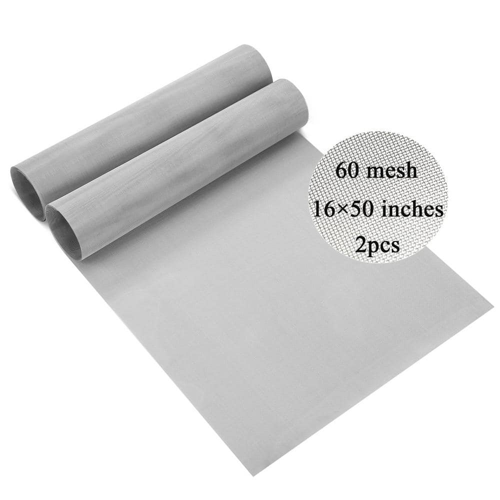 2-Pieces 16 in. x 50 in. 60 Mesh Stainless Steel Wire Mesh, Woven Wire Mesh
