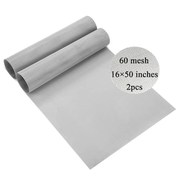 Angel Sar 2-Pieces 16 in. x 50 in. 60 Mesh Stainless Steel Wire Mesh, Woven Wire Mesh for Vent Cover DIY Project Floor Wall Hole