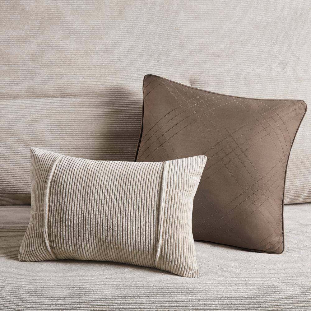 Tan Full Corduroy Comforter Set with Decorative Pillows