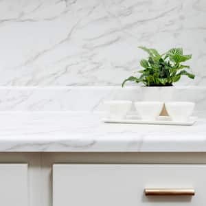 4 ft. Straight Laminate Countertop in Textured Anzio Marble with Waterfall Edge and Integrated Backsplash