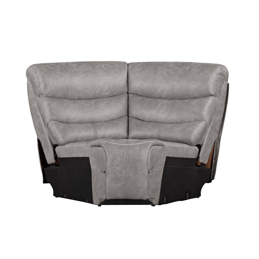 Kamari Gray Fabric Three-Piece Sectional with Round Arm and Cup Holder