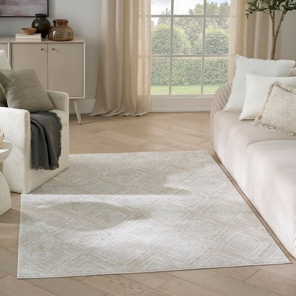 Dekor Beige 5 ft. x 7 ft. Diamond Contemporary Area Rug