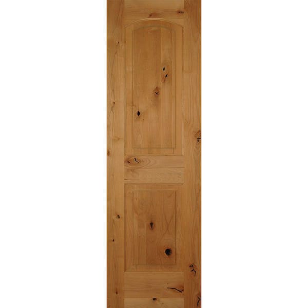 Builders Choice 24 in. x 80 in. Right-Handed 2-Panel Arch Top Unfinished Solid Core Knotty Alder Single Prehung Interior Door