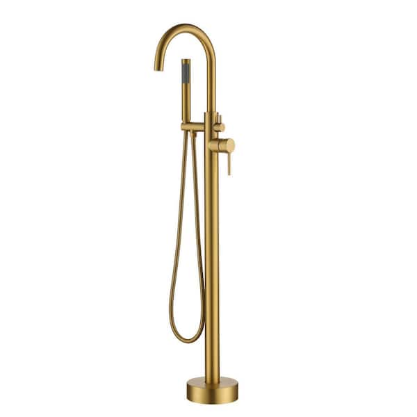 CASAINC Single-Handle Floor Mounted Claw Foot Freestanding Tub Faucet in Brushed Bass