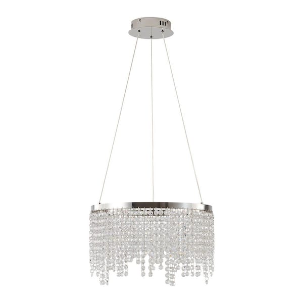 16 in. 1-Light Luxury Chrome K9 Crystal LED Chandelier with Adjustable Height, Color Temperature