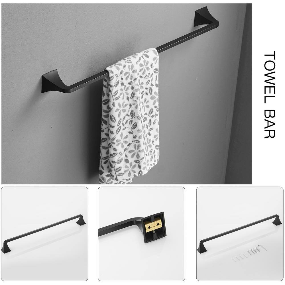 Matte Black Metal 4-Piece Bathroom Hardware Set