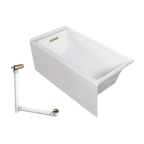 Unity AFR 60 in. x 30 in. Soaking Bathtub with Left Drain in White/Champagne Bronze