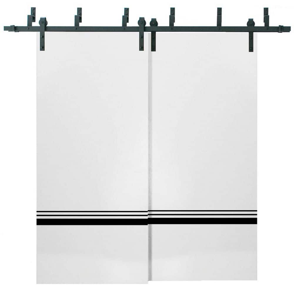 60 in. x 96 in. 2-Panel White Solid Wood with Honeycomb Sliding Barn Door with Hardware Kit price history on PriceWatchPro
