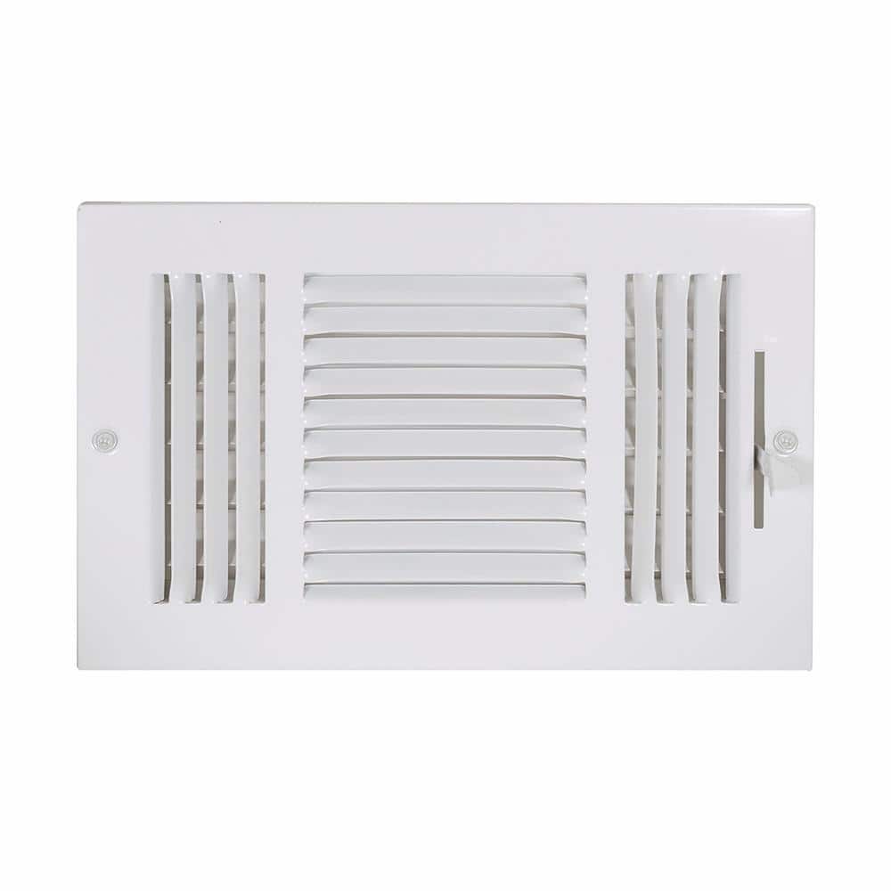 White Powder-Coated Steel Three-Way Ventilation Register