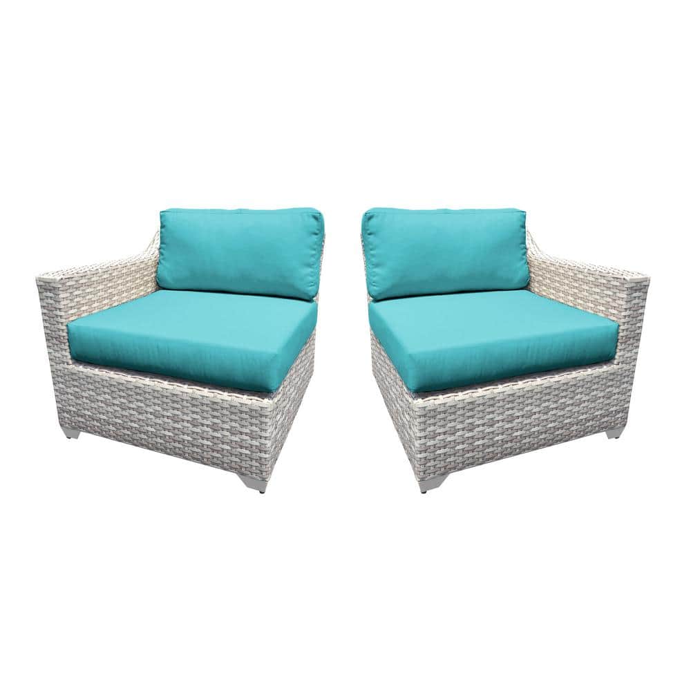 Aruba Blue Cushioned Wicker Outdoor Loveseat
