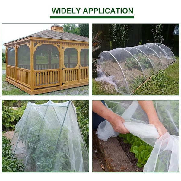 16 ft. x 25 ft., White Garden Netting Insect Pest Barrier Row Cover Mesh Netting for Vegetables Fruit Trees and Plants