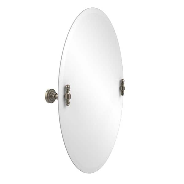 Allied Brass Retro-Dot Collection 21 in. x 29 in. Frameless Oval Single Tilt Mirror with Beveled Edge in Antique Pewter